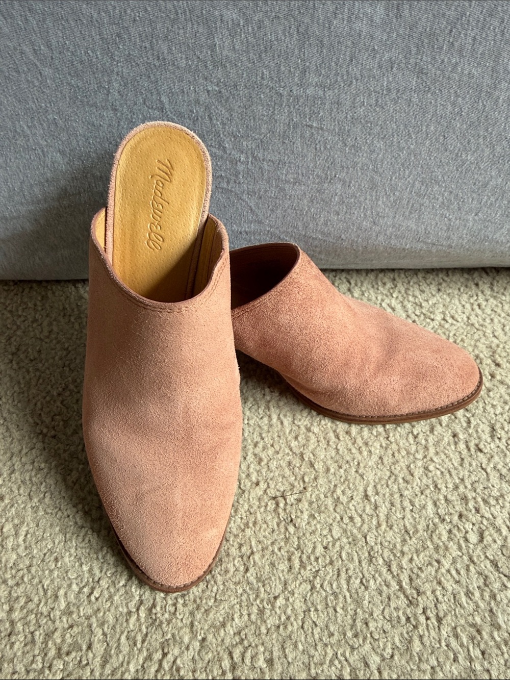 Madewell Pink Suede Mules Size 7.5